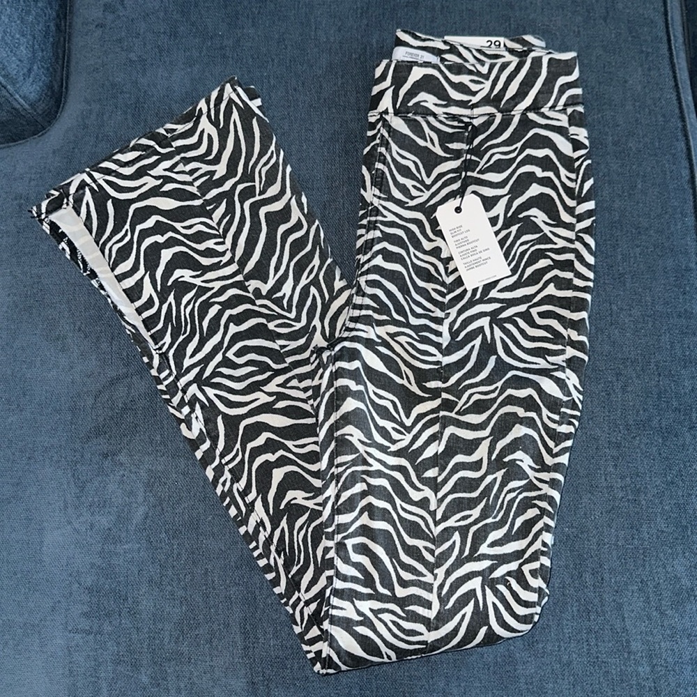 Forever 21 Bootcut Zebra Print Jeans